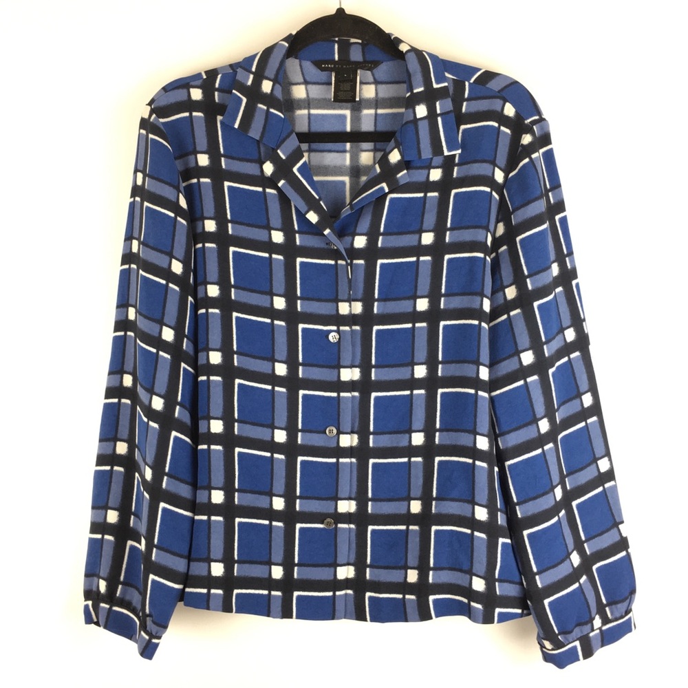 MBMJ Toto Blue Plaid Long Sleeve Blouse - Picture 5 of 7